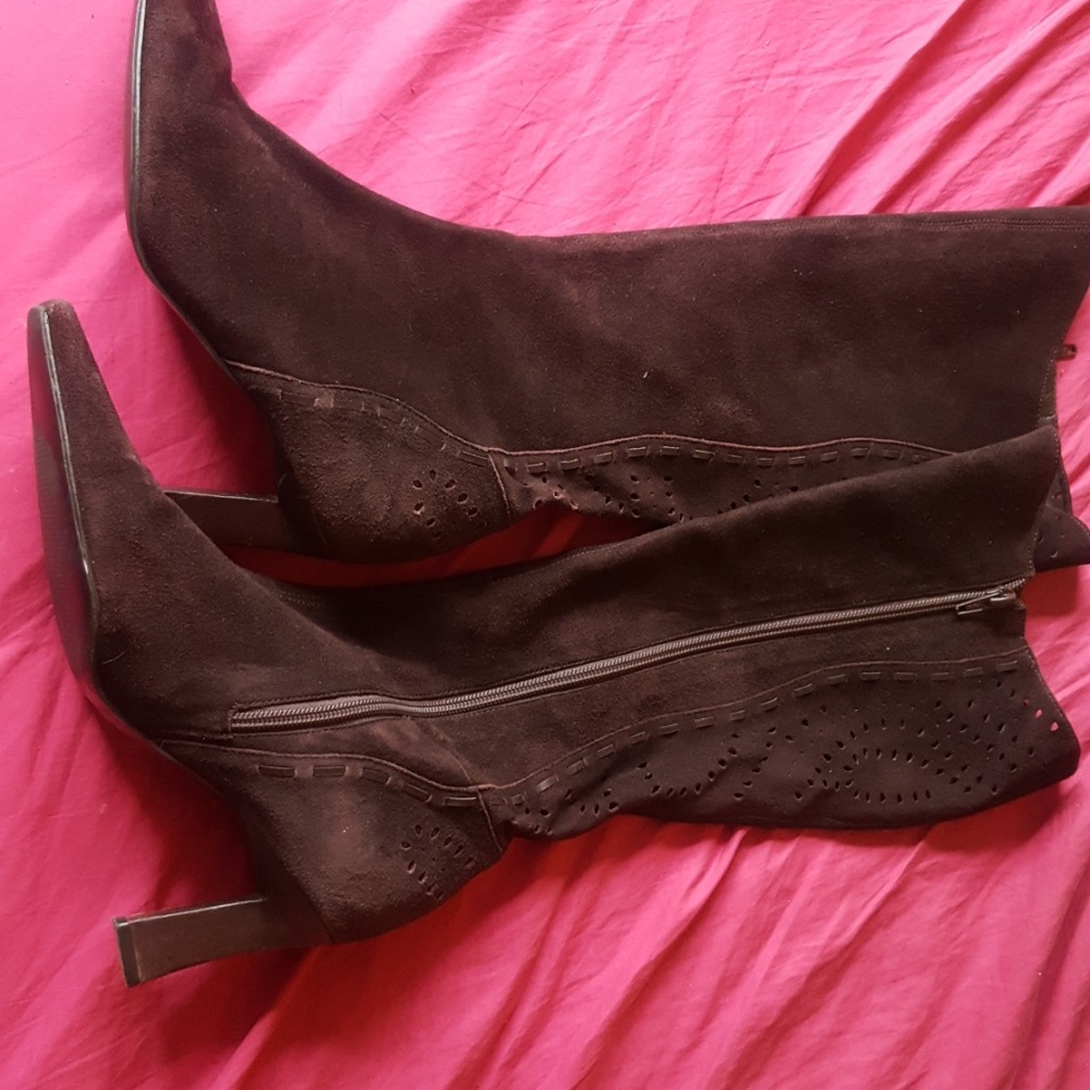 Brown suede boots